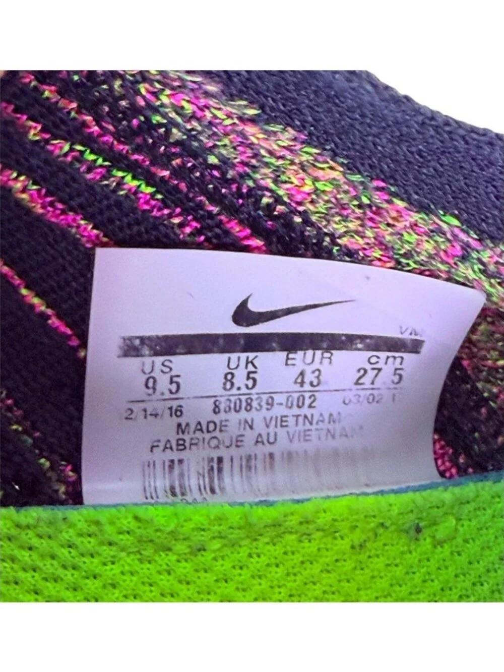 Nike Free RN Women's FlyKnit Running Shoes Neon Colors & Black Size 9.5